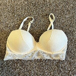 PINK white lace push up bralette